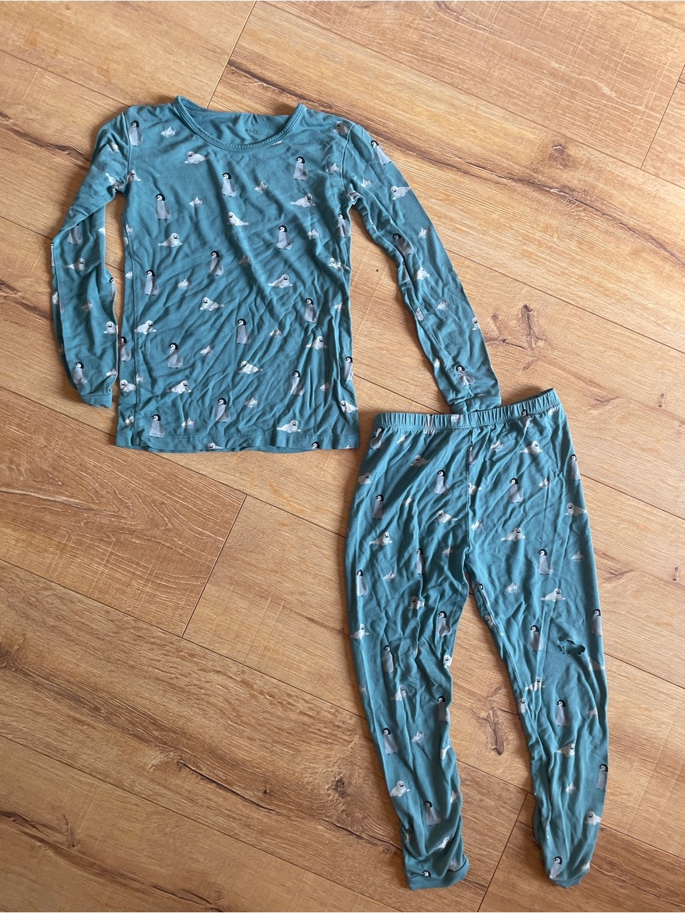 Kyte BABY Teal Penguin Long-Sleeve Pajama Set